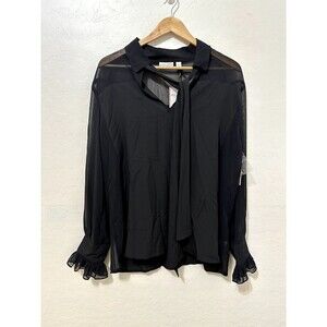 Bisou Bisou Womans Tie Neck Top Size XL Witchycore Whimsigoth Romantic Timeless‎